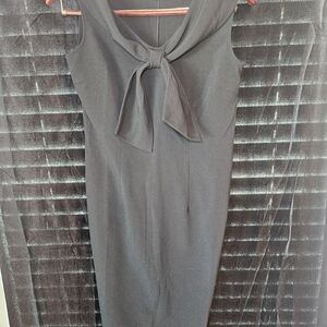 Chic Black Tie-Front Midi Dress